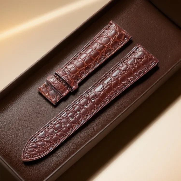 经典时尚鳄鱼皮表带女款适配欧米茄天梭西铁城积家浪琴机械表带男