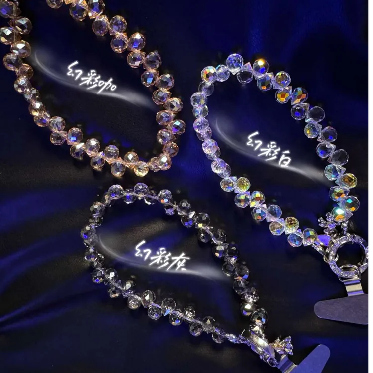 手工原创人鱼的眼泪水晶腕带女款手机链轻奢防丢通用高级时尚挂饰