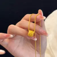 铜合金项链 新中式古法转运路路通四叶草项链女精美轻奢百搭坠链