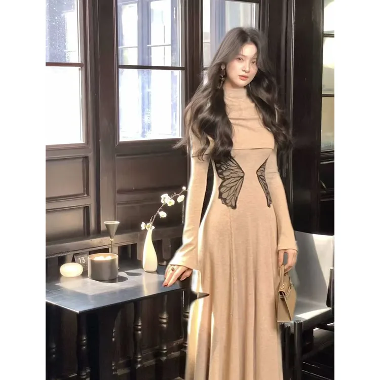 新中式针织A摆连衣裙Q 9700#