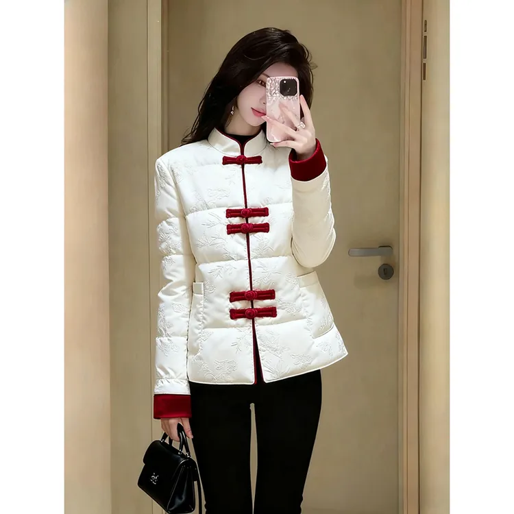 【现货】超好看冬装厚外套女2026新款轻奢高端新中式白色高级棉服