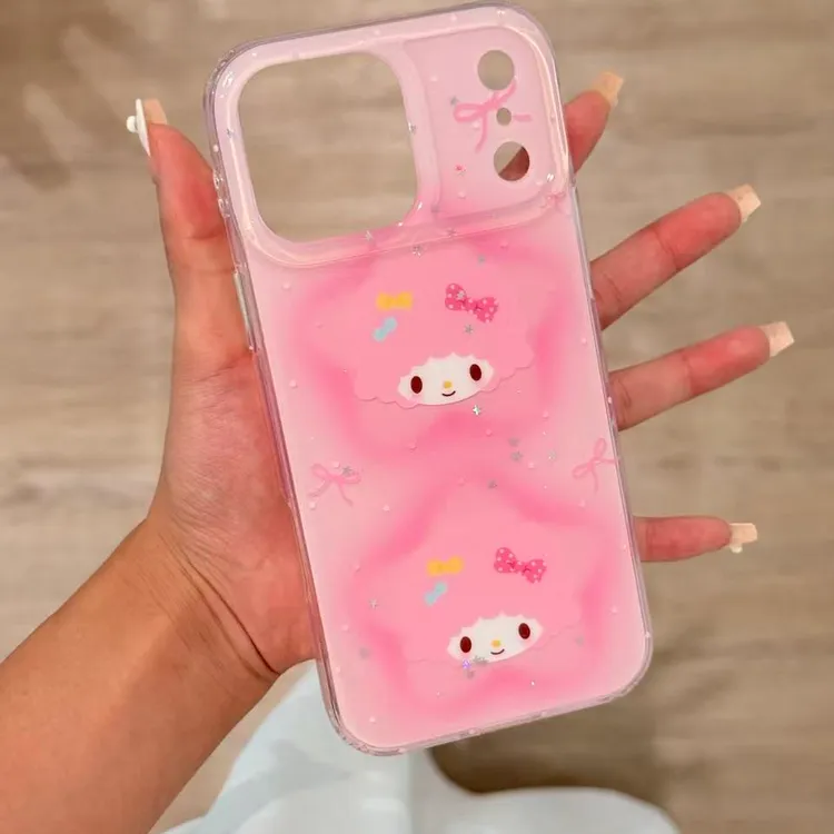 粉色晕染小羊五角星手机壳适用苹果17pm防摔iPhone17包相机键