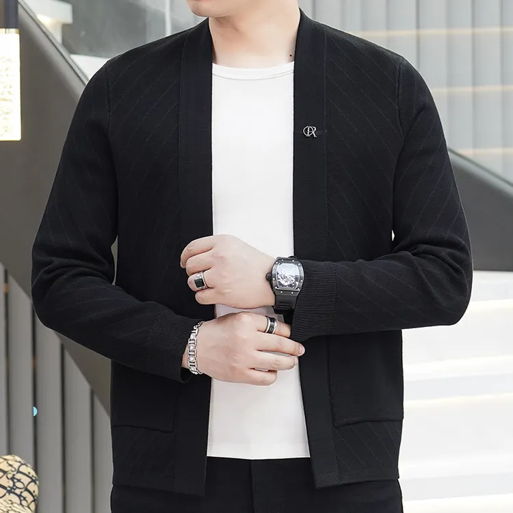 秋季男士不起球不变形休闲针织衫外穿时尚开衫百搭毛衣针织外套