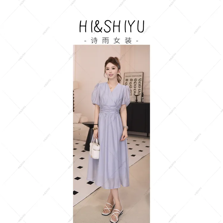 HISHIYU【夏日之约】 法式V领气质连衣裙