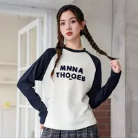 秋冬款女童德绒打底拼接插肩休闲时尚上衣