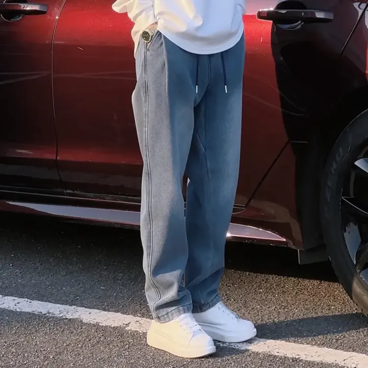 2025新款秋季星空纹牛仔裤休闲男士宽松百搭潮流大码直筒松紧腰