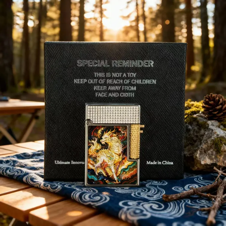 CHIEF首领富贵唐草轻奢迷你创意彩绘砂轮侧滑爆款手工个性打火机