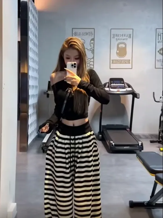 【DMXJ大梦想家】甜美慵懒风简约睡衣女秋季款条纹长裤家居服套装