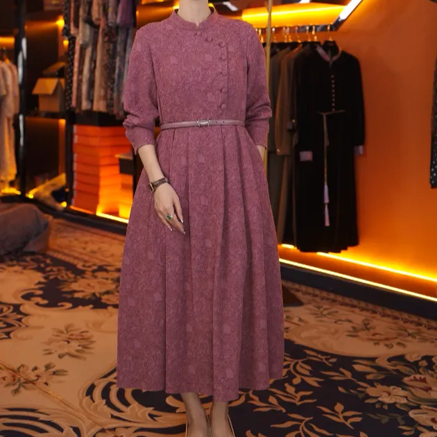 【赫尔温】设计款苏梅紫时尚收腰显瘦连衣裙DHZFF52308