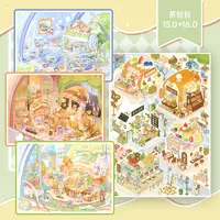 茶包包15.0 16.0系列造景贴纸童话DIY立体小屋场景贴纸6大场景画