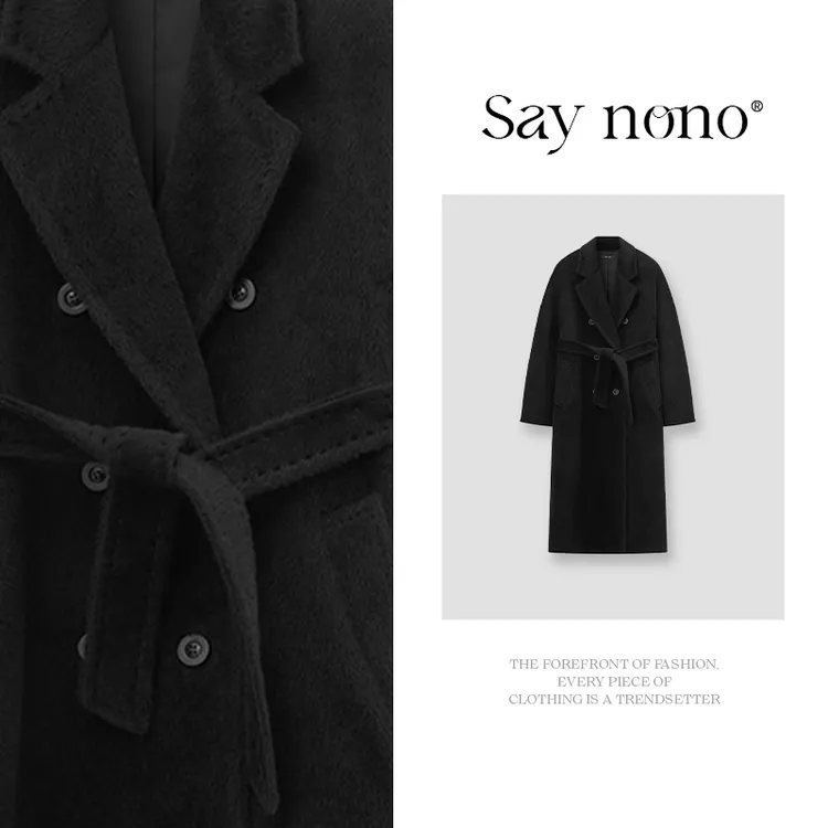 懒猫nono│Saynono 苏力羊驼毛长款大衣外套/BL6899882