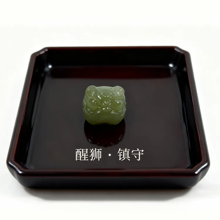 雾戎珠宝天然和田玉青海料醒狮小配饰新中式diy手串手链饰品配饰