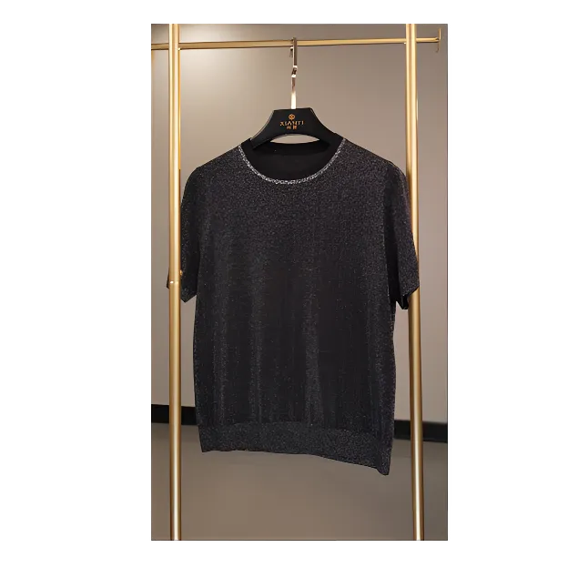 高品质新款时尚百搭上档次女装圆领撞色短袖上衣XT-2502090