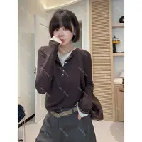 【梦影留痕】莱赛尔羊毛同色系假两件圆领长袖简约打底T恤女上衣