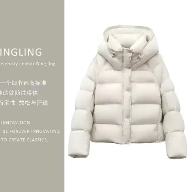 Lu露款五格充绒200】女士云朵泡芙时尚短款加厚连帽保暖百搭羽绒服