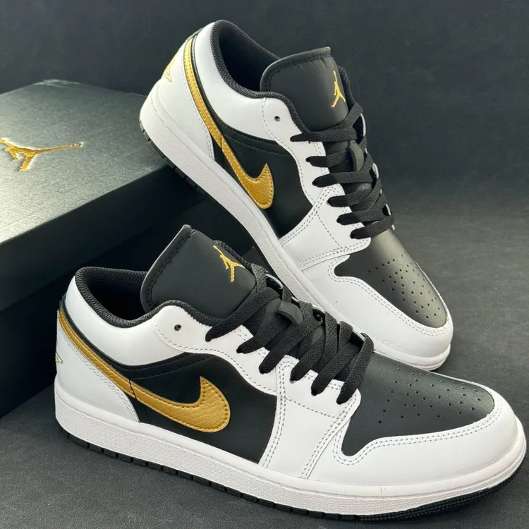 Air Jordan 1 Low男款低帮黑白金复古耐磨运动休闲板鞋官方正品