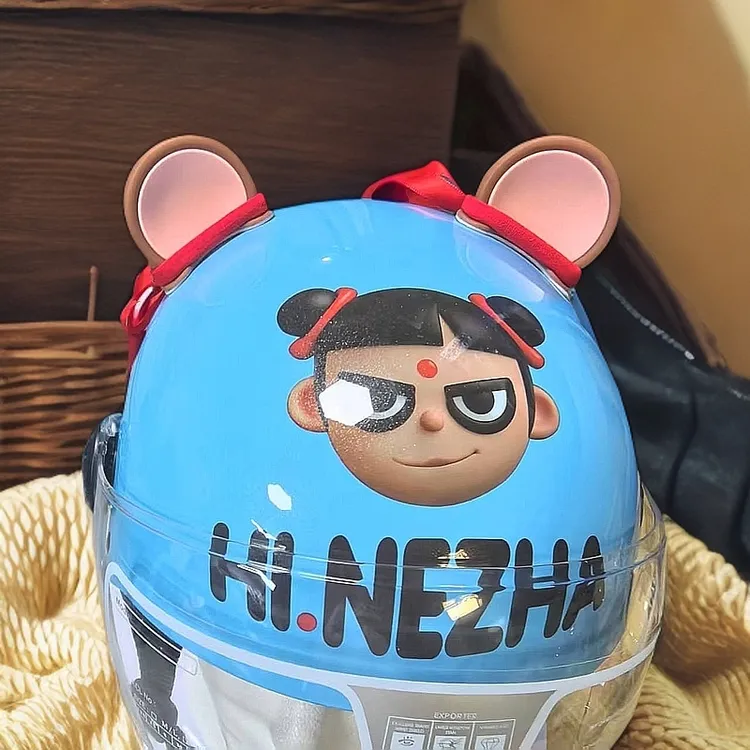 哪吒头盔装饰网红小熊耳朵摩托车电动车配件猫耳朵软萌个性创意