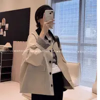格纹复古撞色灯芯绒拼接夹克外套小个子休闲显瘦减龄百搭通勤女