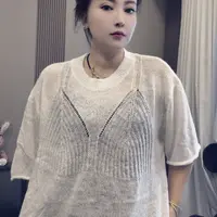 【薇语莎】新款圆领短袖毛针织衫休闲毛衣时尚百搭不规则