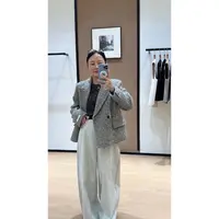 YM 584 时尚休闲毛呢经典商务翻领短款格纹羊毛大衣秋冬