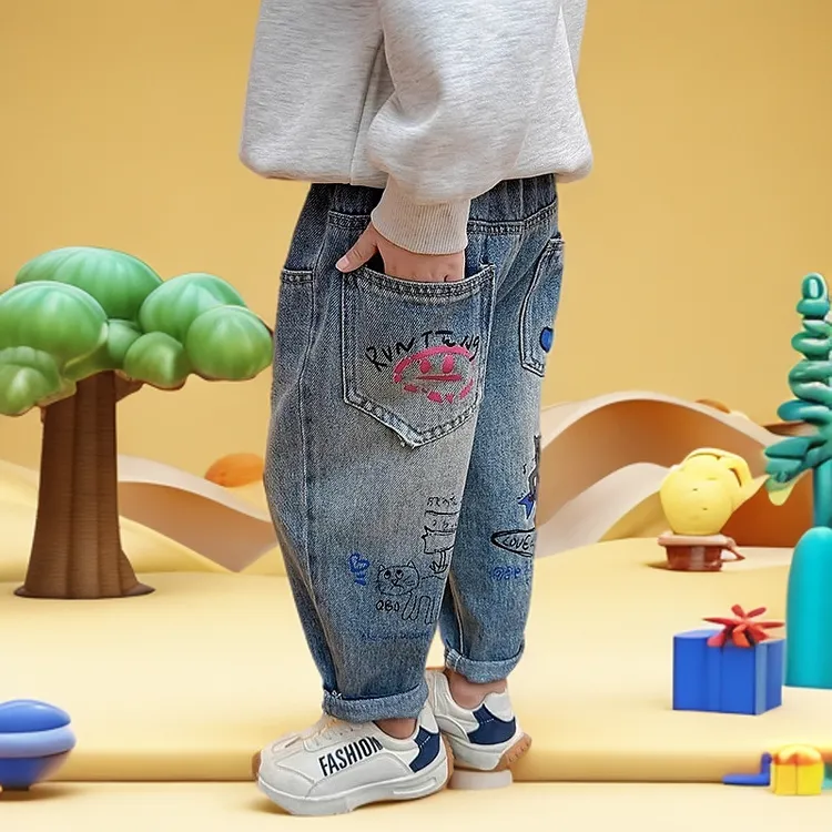 男女童牛仔裤春季2025新款儿童春装裤子宝宝春秋款休闲老爹裤薄款