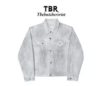 TBR白色鼹鼠皮污脏刀割破坏type4牛仔夹克