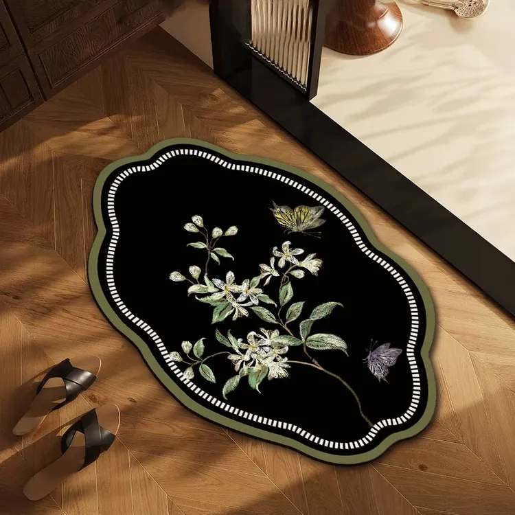 复古风中式纳帕皮卫生间浴室可裁易打理吸水防滑防油速干皮革地垫