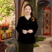 玉初衣秋冬【月婵】100%桑蚕丝底布丝绒茶服汉服国风中式女装上衣