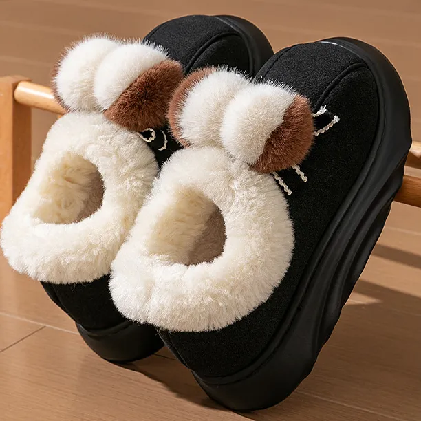 雪地靴可爱学生女秋冬季外穿加绒保暖室内加厚底毛绒兔子保暖棉鞋