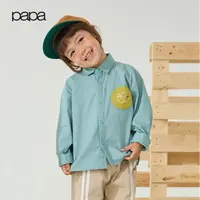 【再哥专属】papa爬爬秋男女宝宝毛细斜纹童趣儿童衬衫宽松休闲衣服