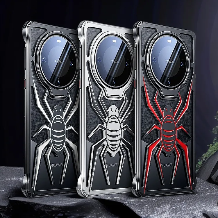 适用华为mate60/pro手机壳炫酷金属创意隐藏支架防摔保护套电镀薄