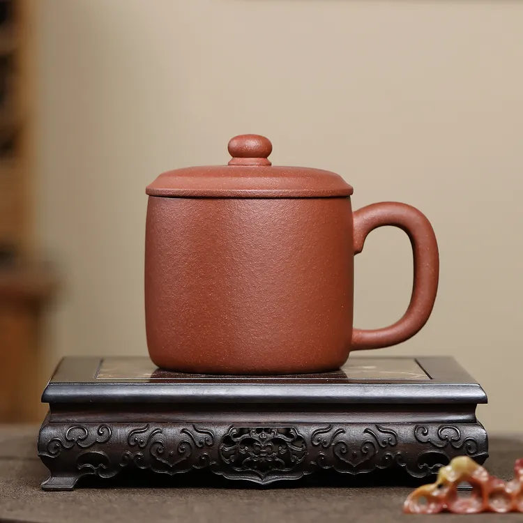 叶凡降坡泥加厚老板杯光杯大容量家用带盖高档泡茶杯紫砂茶杯茶具