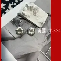 合金耳饰 SITUOO饰图小众设计款“天镜”拉丝气质复古轻奢银色耳饰