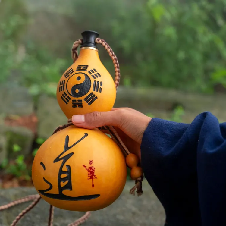 （武当山直发）三青子制酒葫芦摆件可背带道家纯手工道系雕刻手持