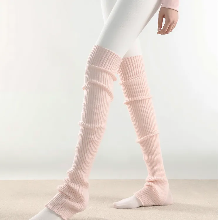 抵达一楼粉色袜套女秋冬保暖针织腿套日系堆堆袜及膝叠穿中筒袜