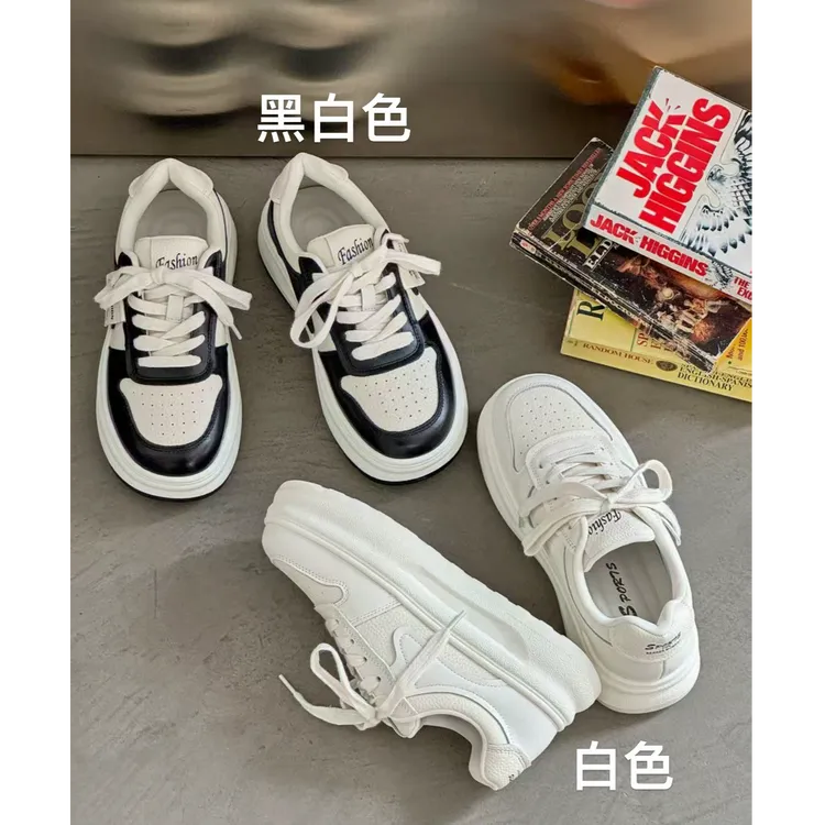 BDFHH002 韩版熊猫色新款厚底时尚百搭小白鞋运动板鞋
