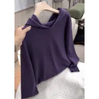 3430【一线成衣简约帽衫】秋冬新款女士针织衫宽松带帽毛衣