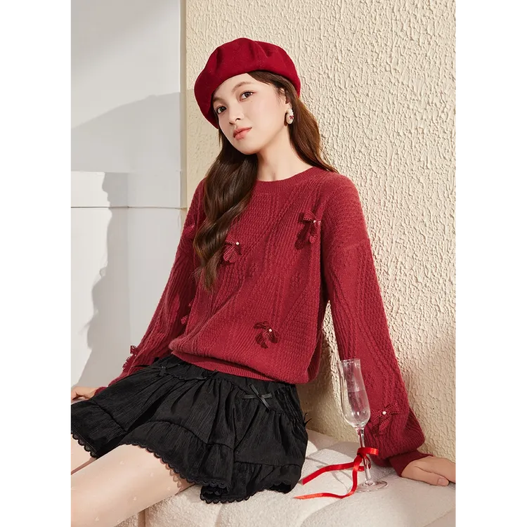 IEF/爱依服2025新款秋冬季时尚高级显瘦温柔女人味百搭毛织上衣