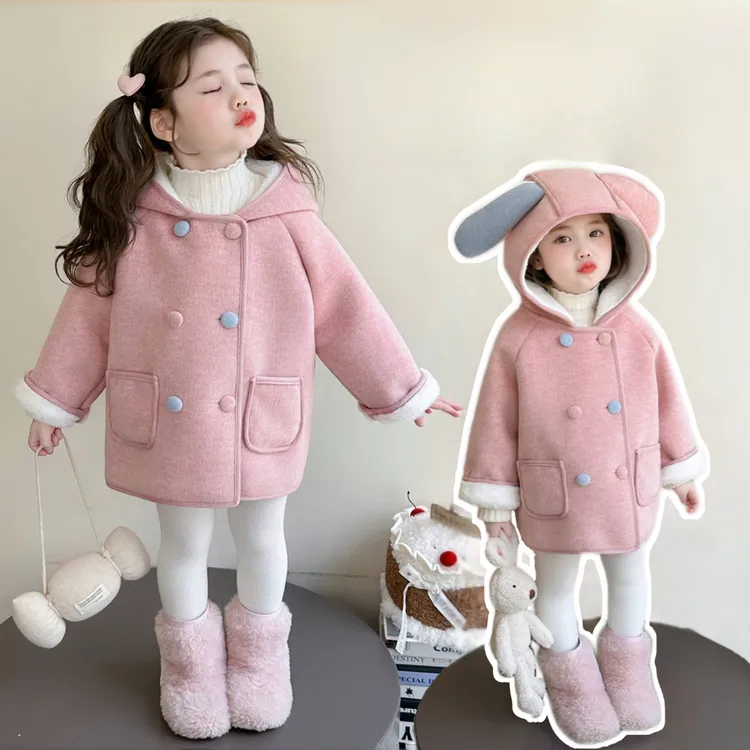 2025新款儿童冬季棉服外套女童秋冬加绒连帽卡通锋衣女孩保暖潮