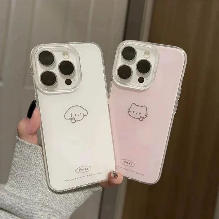 适用苹果17/16可爱比耶小猫小狗壳小米17pro情侣华为VIVO荣耀OPPO