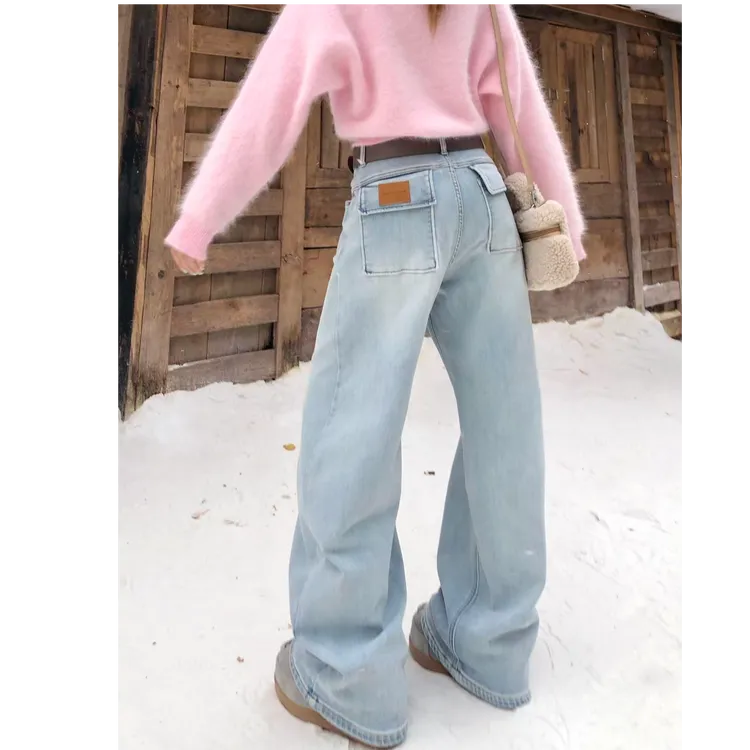 婉君【玩转搭配裤】加绒直筒 秋季韩系百搭显瘦牛仔裤LWJ25D4K3258