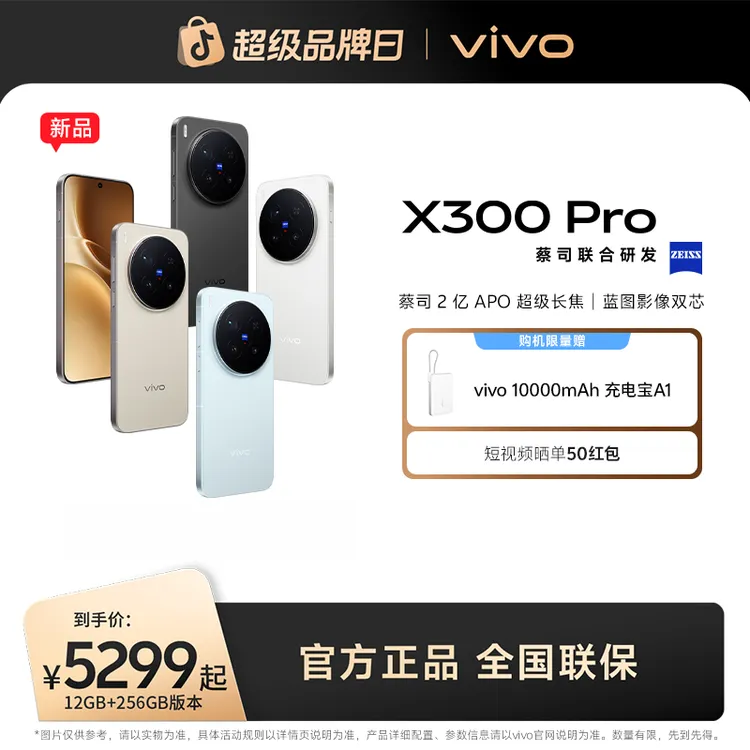 【消费券】vivo X300 Pro 5G智能手机蔡司2亿APO超级长焦 256GB内存