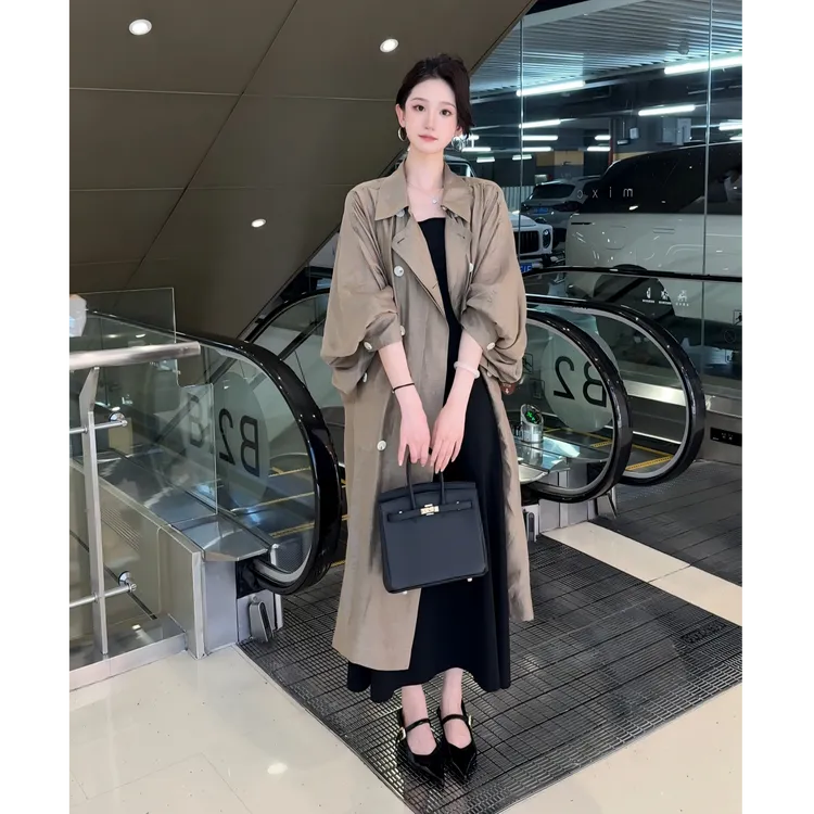 LOSA ROSA轻薄防晒风衣女2025春夏新款松弛感罩衫宽松中长款外套