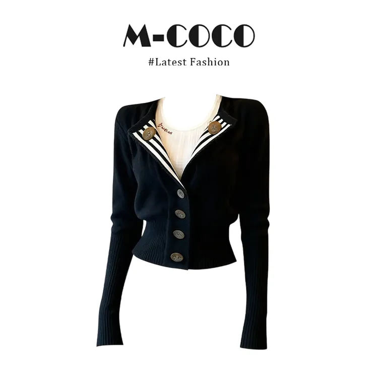 parkyeon韩系小香风针织开衫毛衣秋冬内搭刺绣吊带背心上衣套装