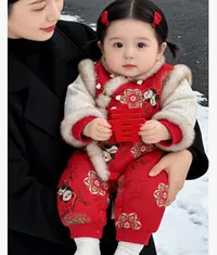 2025年新国风竹林熊猫厚棉哈衣爬服