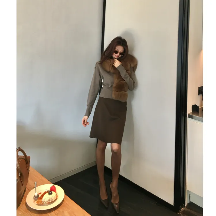 【ALONESAVOR】龍喜儿 半截诗 法式羊毛垂感A字半身短裙Y050