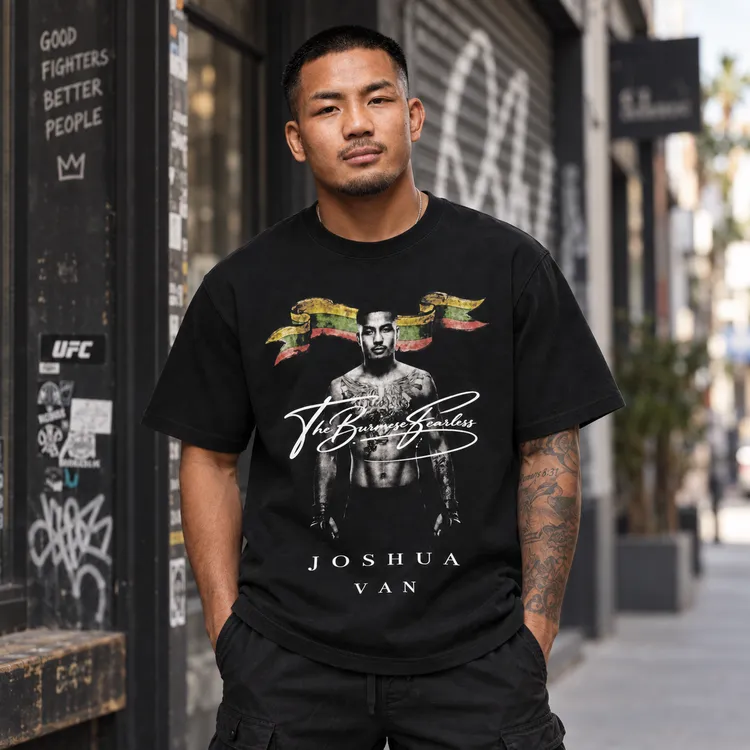 UFC约书亚万同款300克重磅纯棉数码直喷LOGO短袖