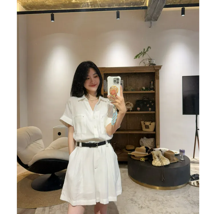 【往来故事】百搭休闲夏季设计师女装通勤风连体衣短裤常规连体裤