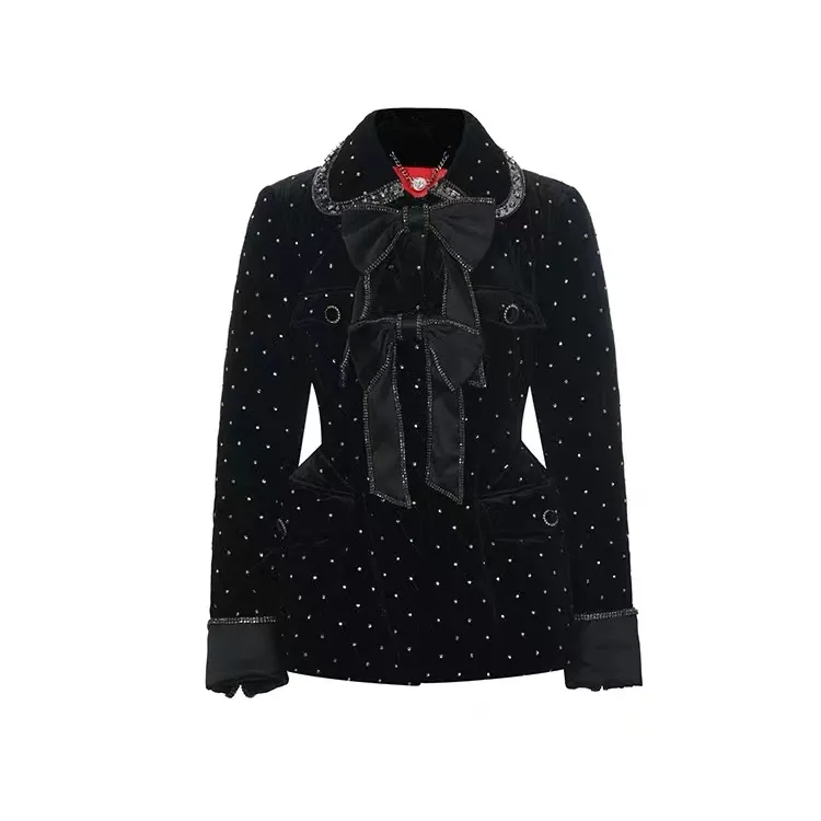 LeFame/拉飞姆2023年万钻丝绒蝴蝶结羽绒服外套LF23Q51D01B289