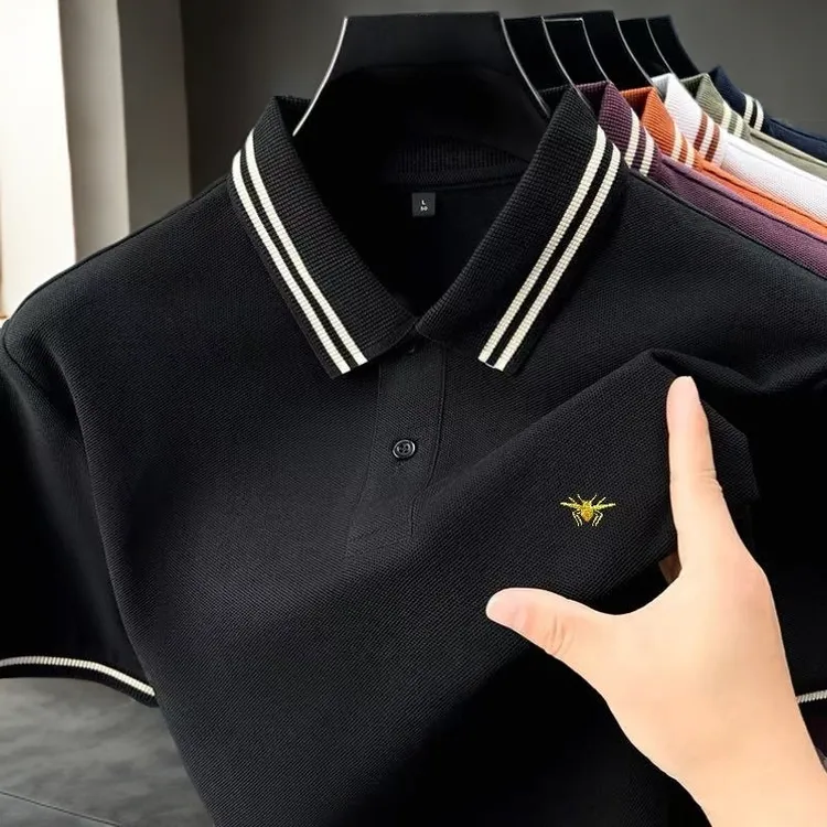 【专柜撤柜】法国大牌刺绣袖小蜜蜂纯棉短袖POLO衫商务休闲百搭透气